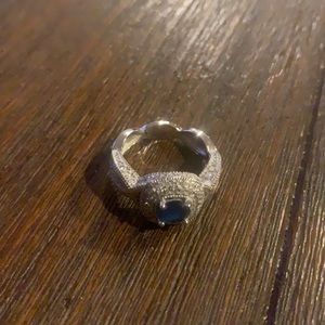 Antique rhinestone encrusted sapphire ring